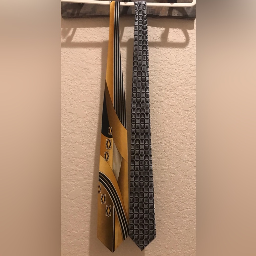 DAVVERO BENINO 100% POLYESTER PRINT TIE & CHRISTIAN AUJARD PARIS GEOMETRIC TIE - Picture 14 of 14